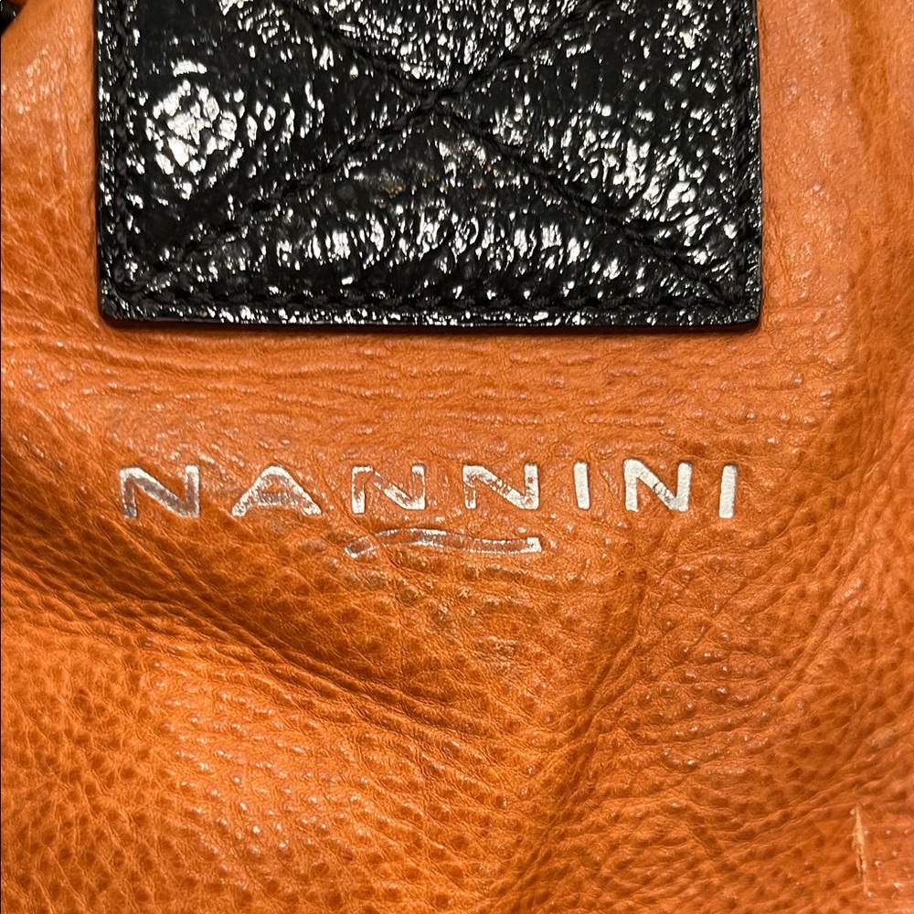Nannini Dual-Tone Orange/camel and Black patent Shoulder Bag - Picture 2 of 10